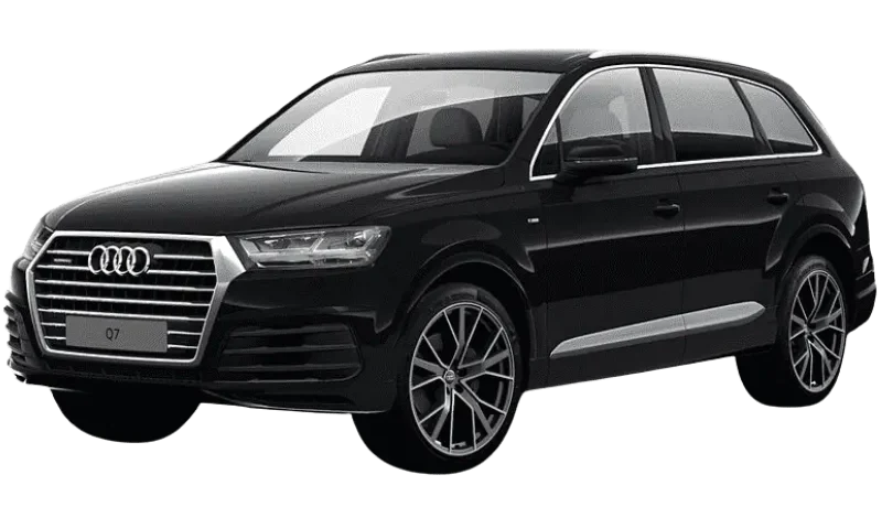 A black Audi Q7 luxury SUV.