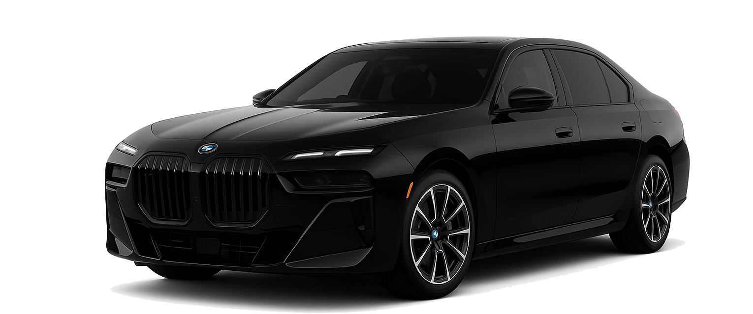 Black BMW 7 Series luxury sedan